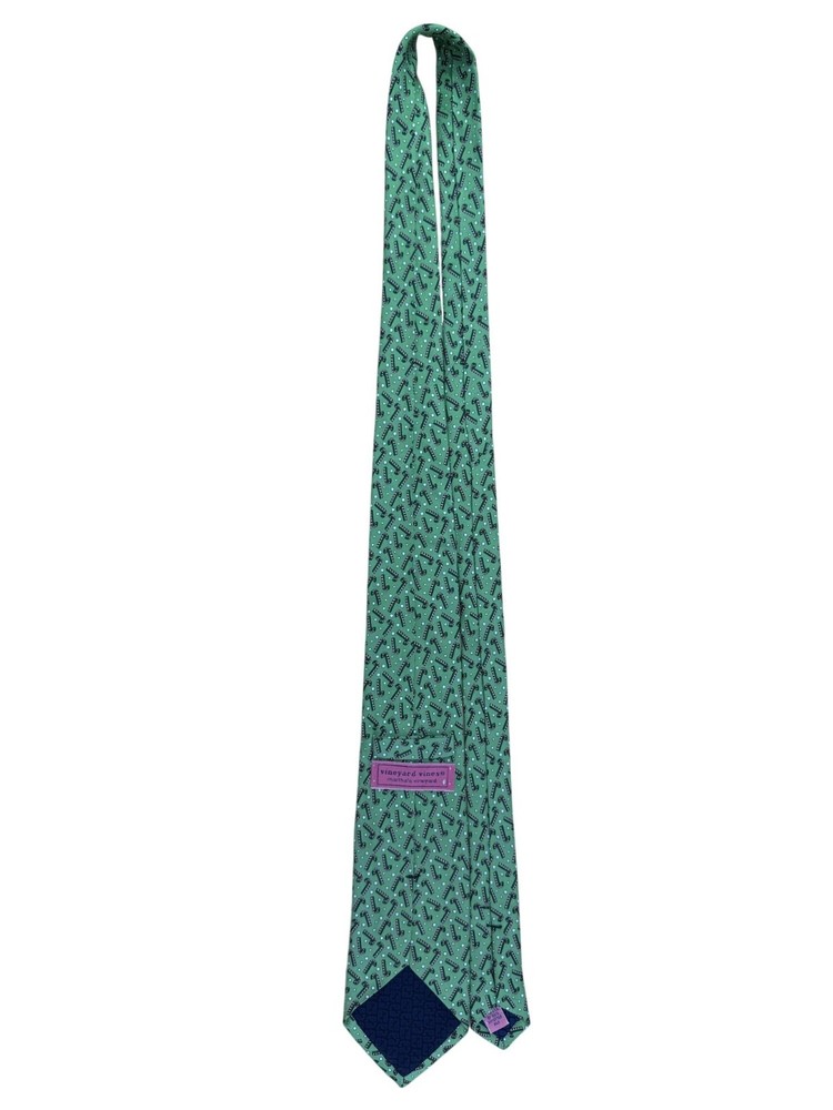 Vineyard Vines Mens Green Silk Candy Cane Patterned Tie
