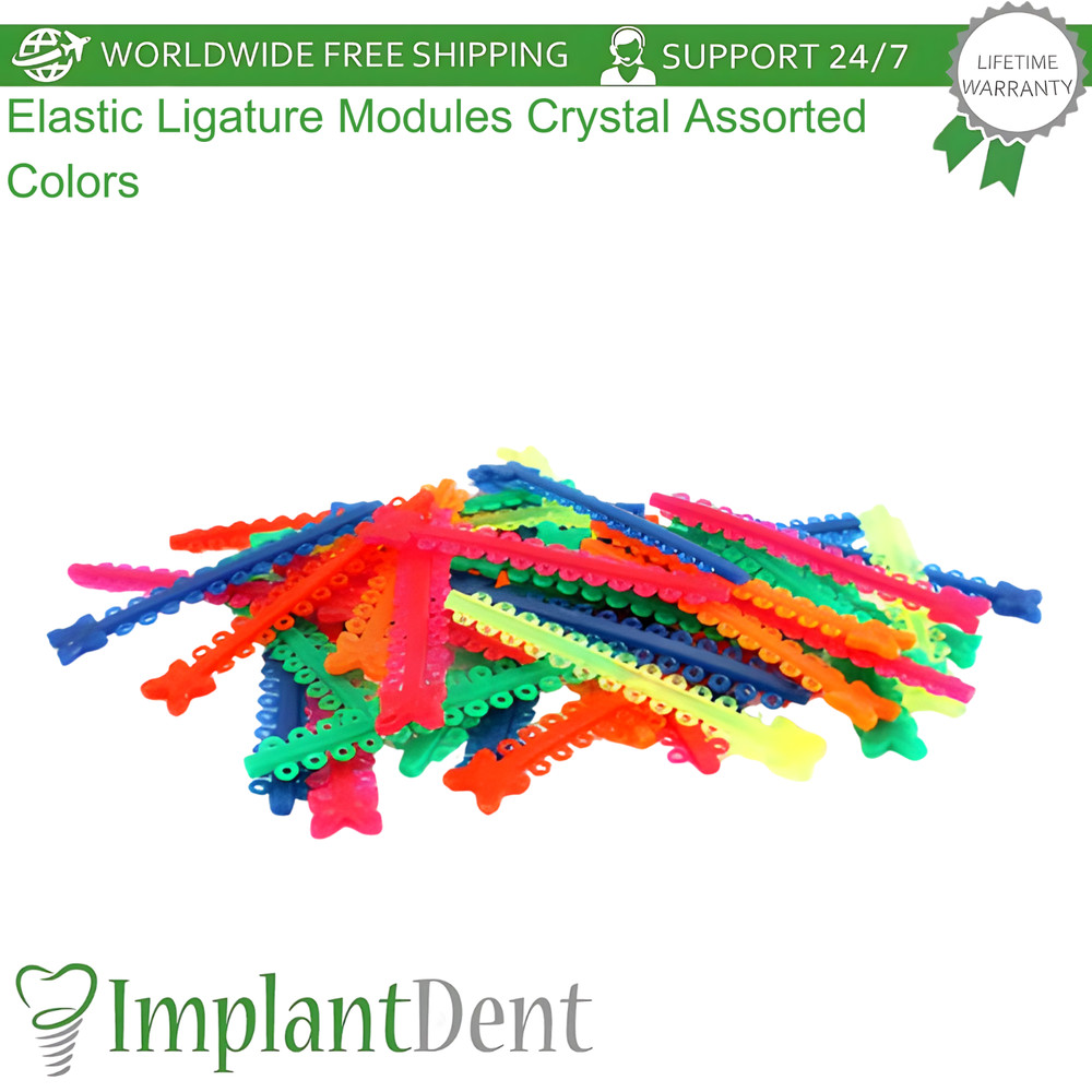 Dental Elastic Ligature Modules Crystal Assorted Colors Bracket Arches Fixation