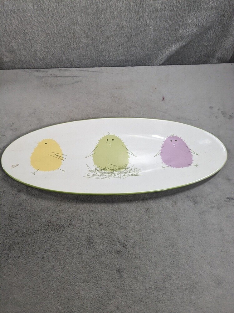 TAG THREE EASTER CHICKS Long Serving PLATE 18” Long