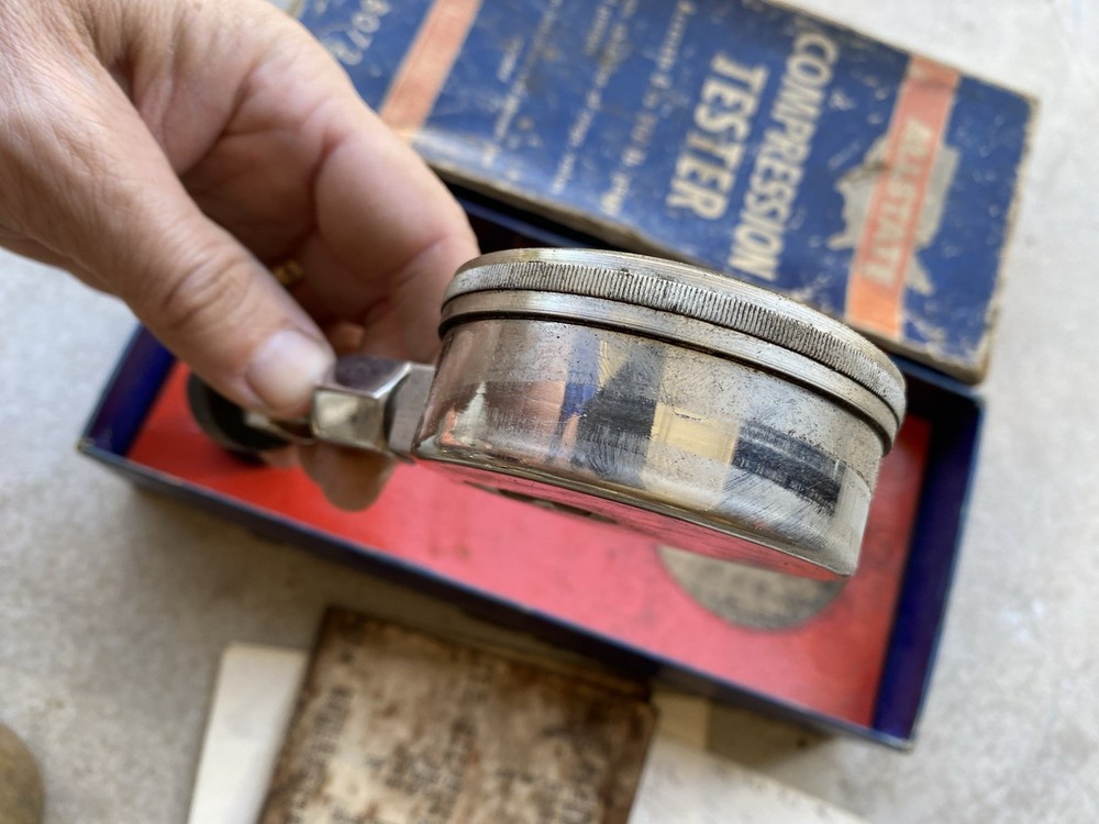 Allstate Engine Compression Tester Gauge, Vtg Automotive Diagnostic Tool