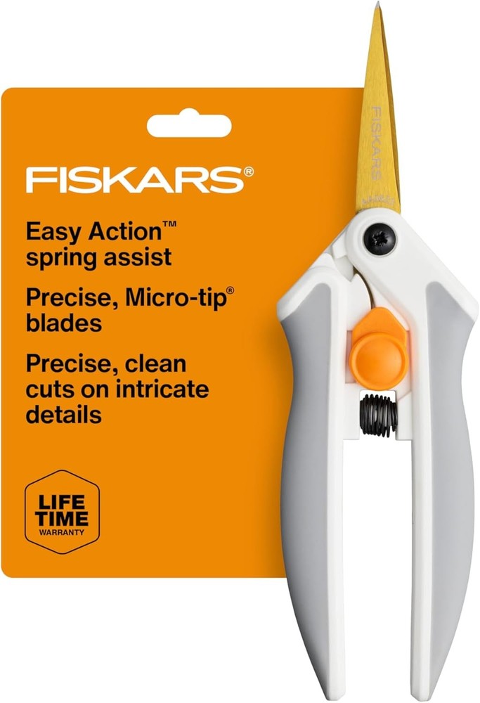 Fiskars Easy Action Micro-Tip Titanium Scissors, Sharp Blades for Cutting Precis