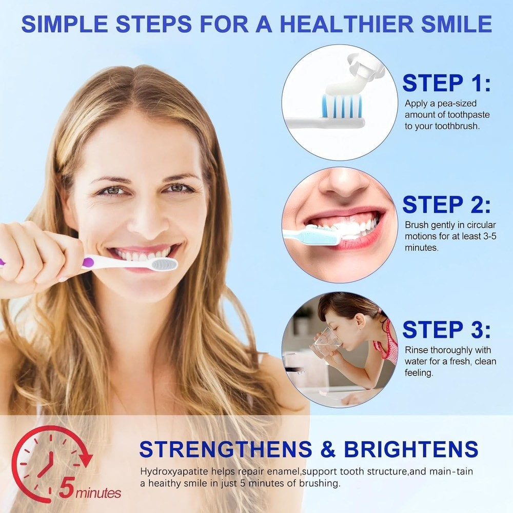 7.5% Hydroxyapatite Toothpaste for Advanced Enamel Protection, Appropriate for S