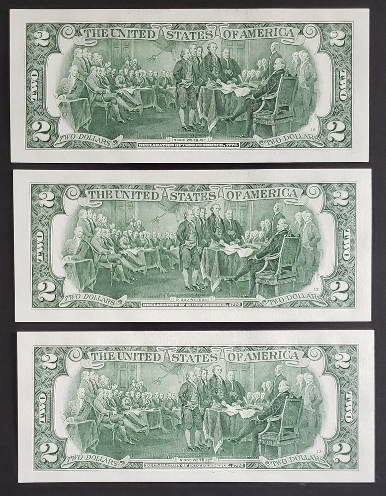 3x $2 Consecutive Notes L14662378B-380B 2017A Crisp UNC Sequential Run