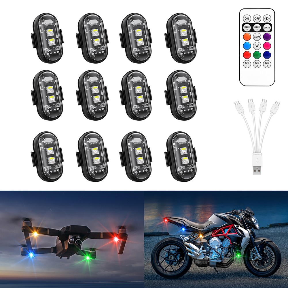 12Pod Wireless RGB LED Strobe Light Flash Lights Set Rechargeable Remote Control