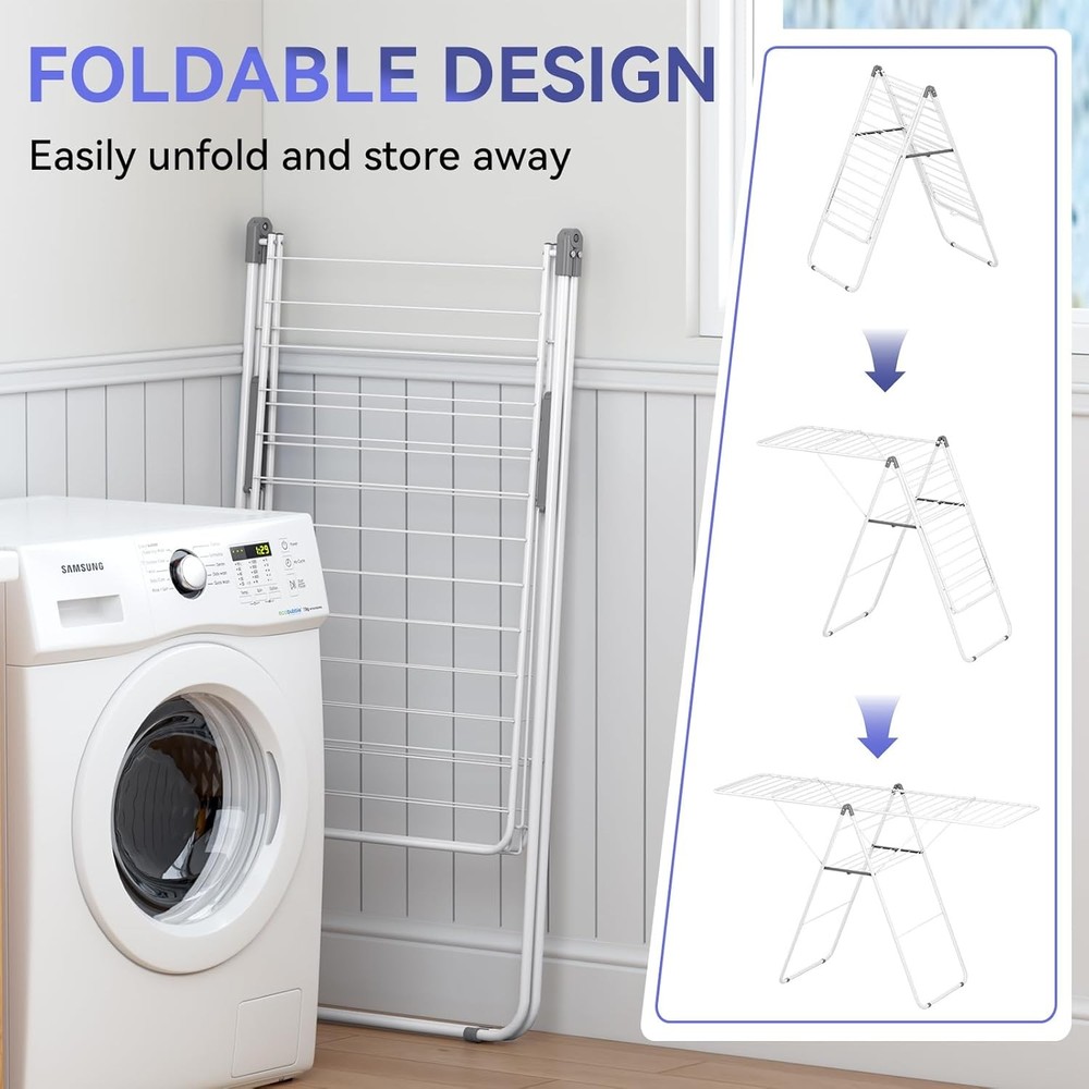 Clothes Drying Rack Foldable Oversized Drying Rack Clothing W/ U-Shaped Foot