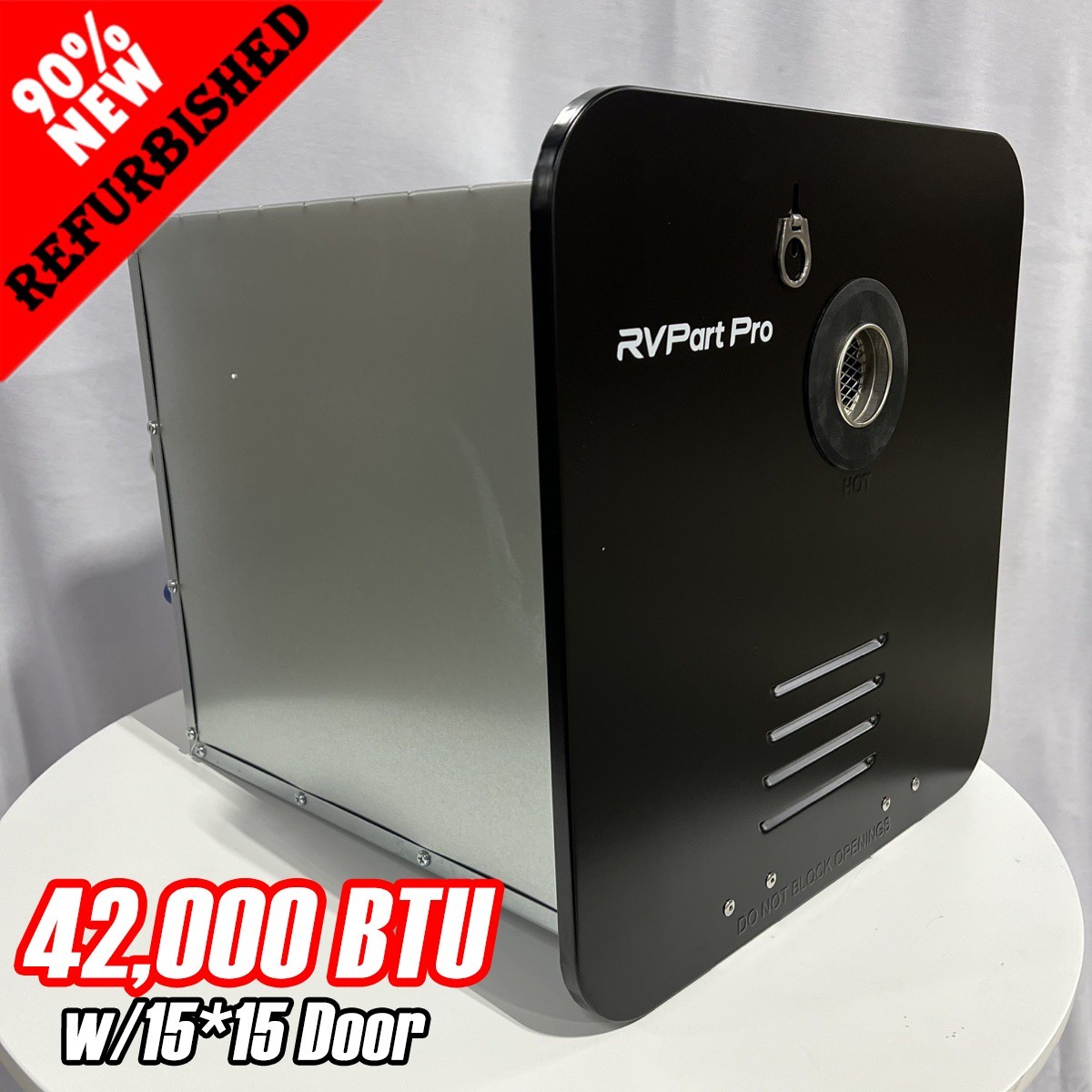 RVPart Pro 42,000 BTU Tankless RV Water Heater Propane Gas 15"x15" Black Door