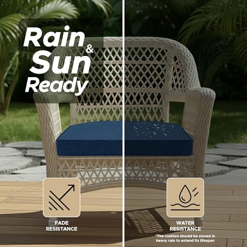 Outdoor Chair Cushions, Fade-Resistant & Water 19" x 19" 4 Pack Navy Blue