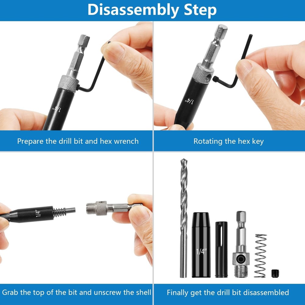 Self Centering Drill Bits Set for Hinges, Center Drill Bits VIX Bit Set with ...