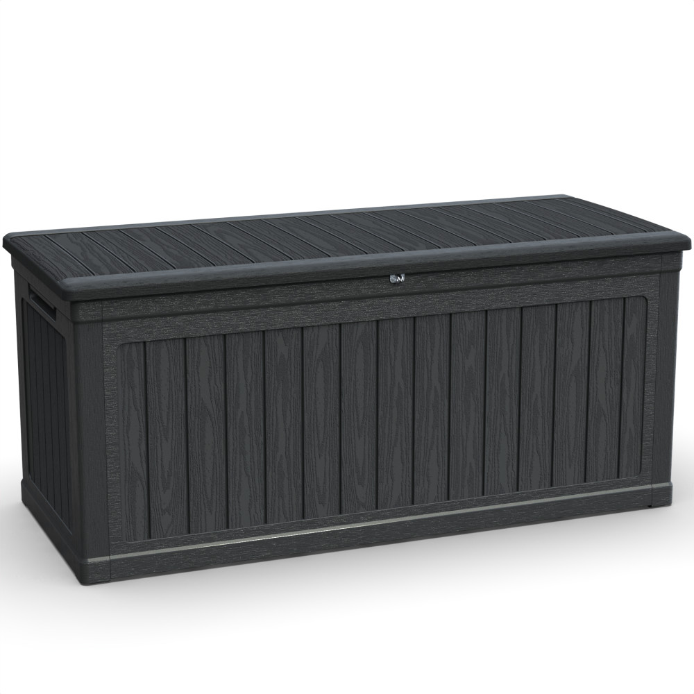 260 Gal Outdoor Storage Box Lockable Black for Patio Furniture