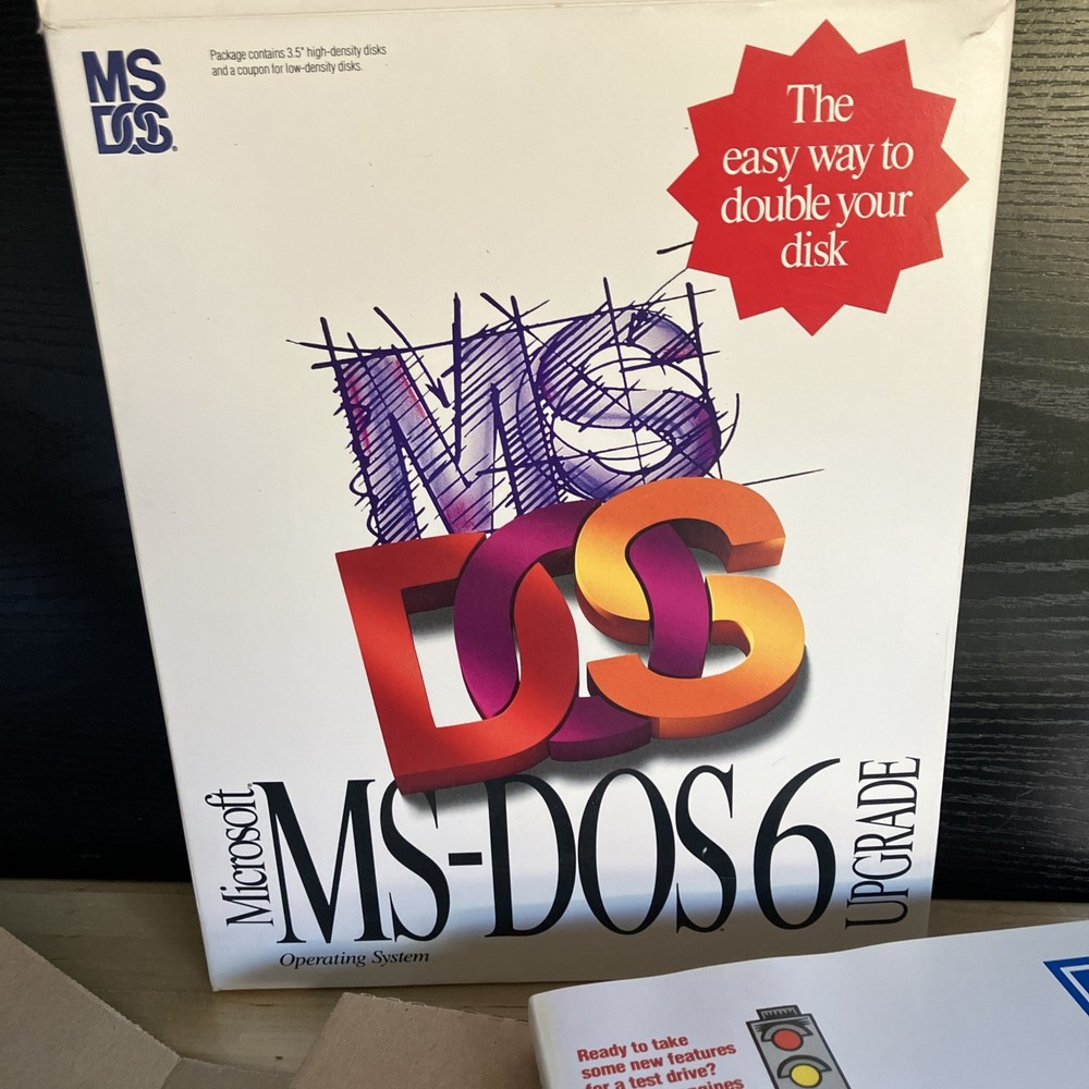 Vintage Microsoft MS-DOS 6.0 Upgrade Operating System 3.5" Floppy Discs OPEN BOX