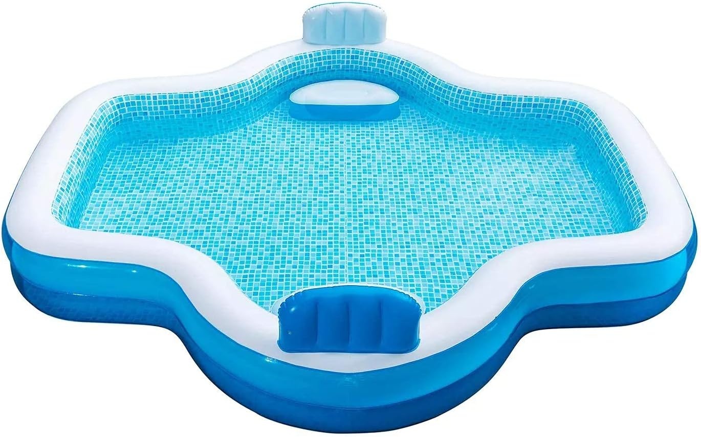 Members Mark Elegant Family Inflatable Pool 10ft 2 Seats Backrests Blue