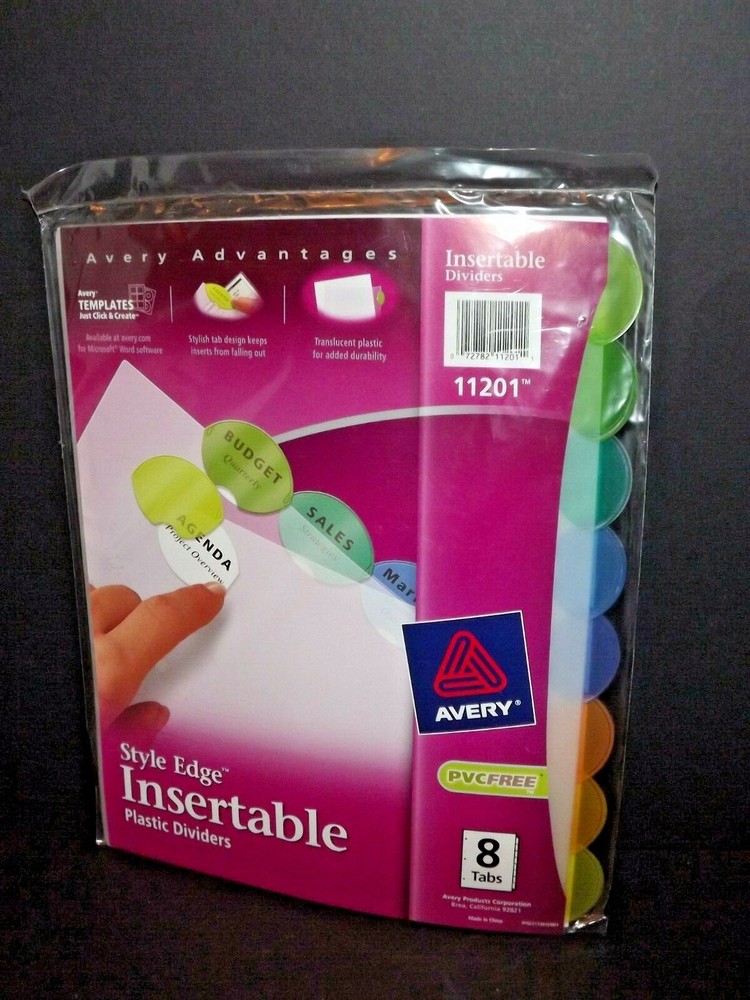 2 Packs Avery Dennison 11201 Style Edge Clear Plastic Insertable Divider New (j)
