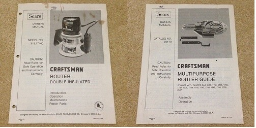 Sears Craftsman Professional Router, Case, Router Guide, Bits, Manuals