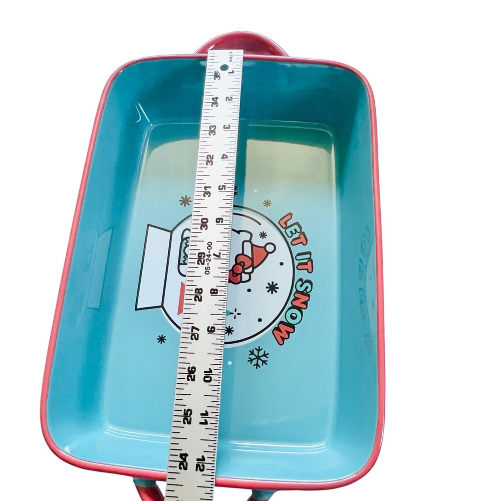 Hello Kitty Rectangular Baking Pan 12x8" Christmas Snow Globe Ceramic Casserole