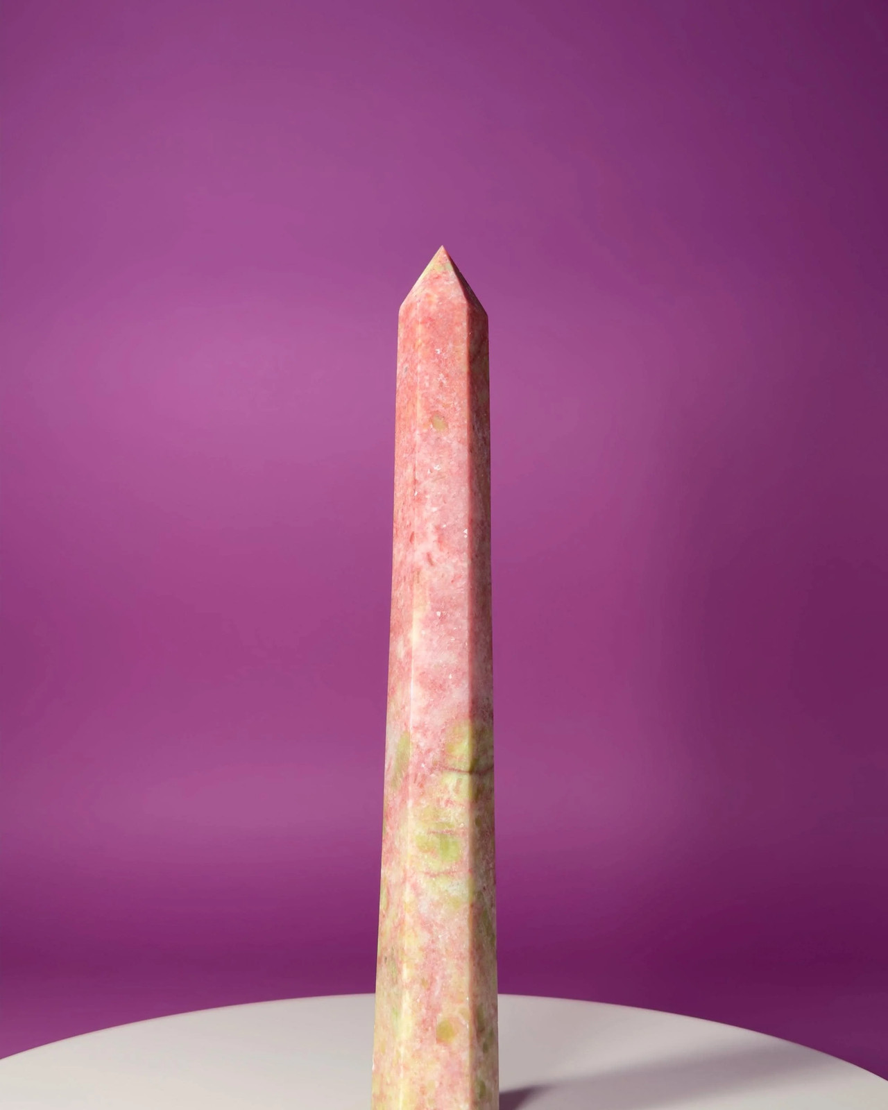 Thulite Tower 524g 10" Pink Crystal Tower Rare Norwegian Stone