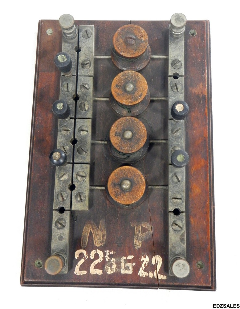 Antique Scientifc Wood Terminal Electricity Testing Block