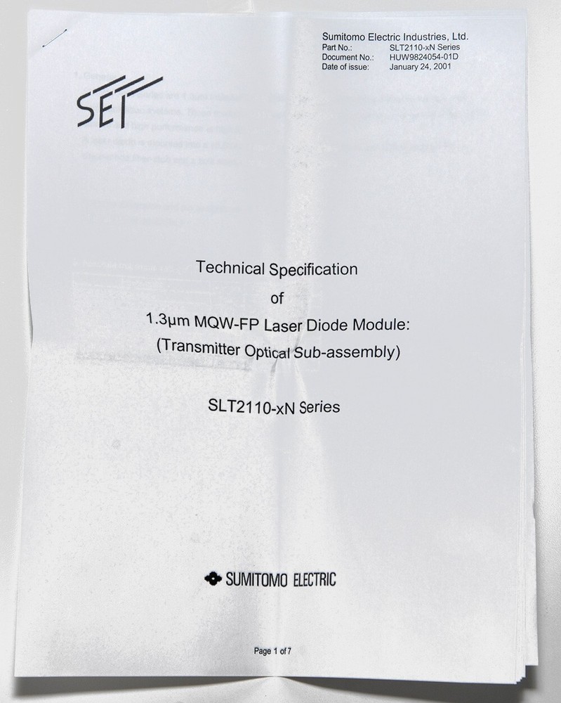 (2) SUMITOMO DLT2116-CN/VX1 Laser Diode Module Transmitter Optical Sub-assembly