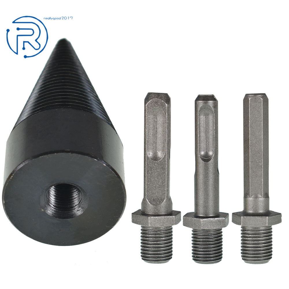3pcs handle Hex + Square + Round 42mm Fire wood Log Splitter Drill Bit Set