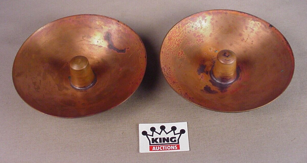 Vintage Copper Candle Holders Enamel Atomic Space Age MCM Comets Asteroids
