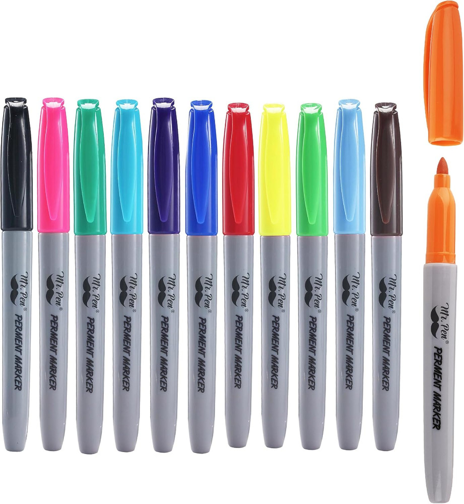 - Assorted Color, Fine Point Permanent Markers, 12 Pack