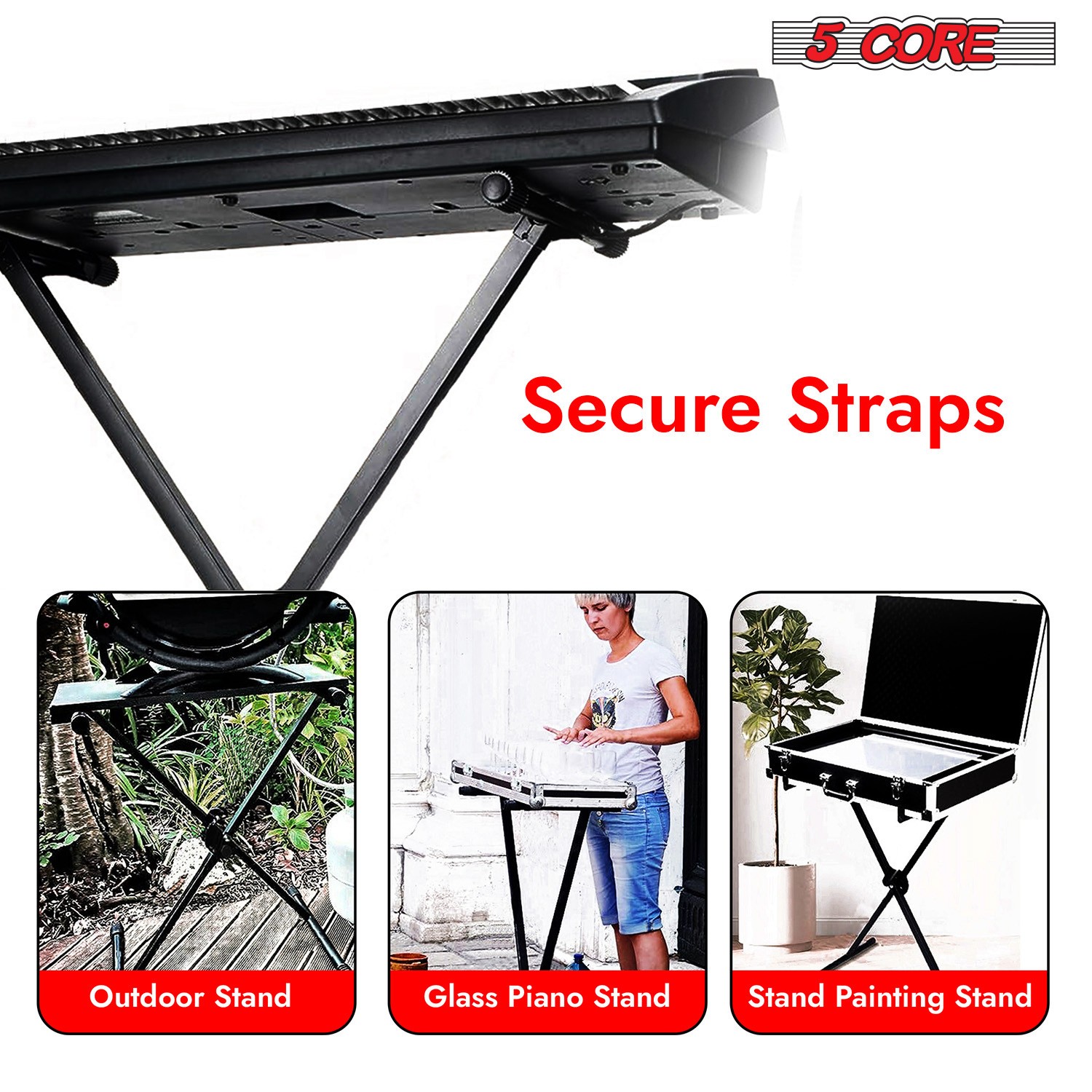 5 Core Keyboard Stand Adjustable Professional Metal Electric for 49 61 76 Key