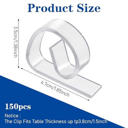 150PCS Transparent Clear Tablecloths Clips Bulk, Plastic Table Cloth Clips