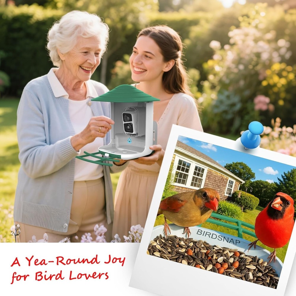 2K HD Bird Feeder Camera with 160° View & AI Identification – Solar Powered