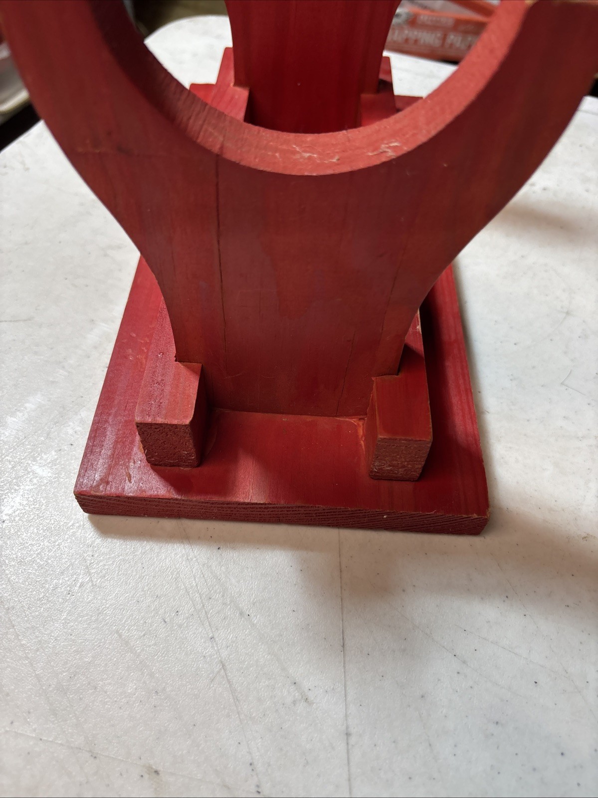 WOODEN 11.5” Plant Stand, Garden Bench, Footstool, Kitchen, Bath, Red Painted