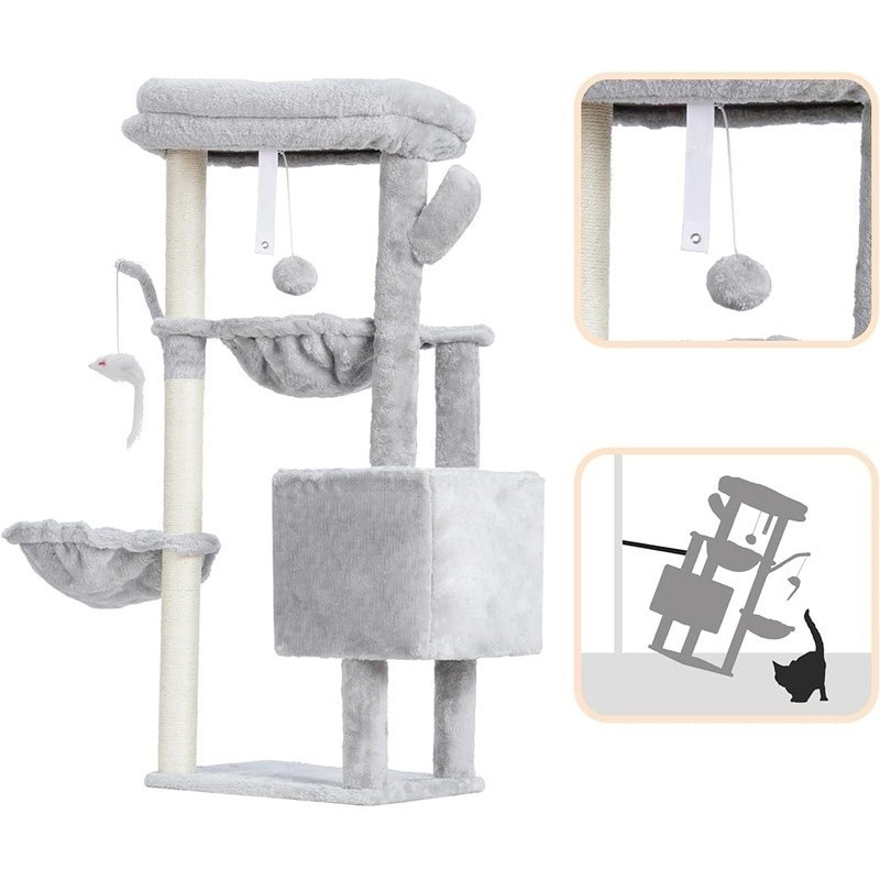 Multi-Level Cat Tree W/ Scratching Posts & Hanging Baskets Indoor Condo Tower US
