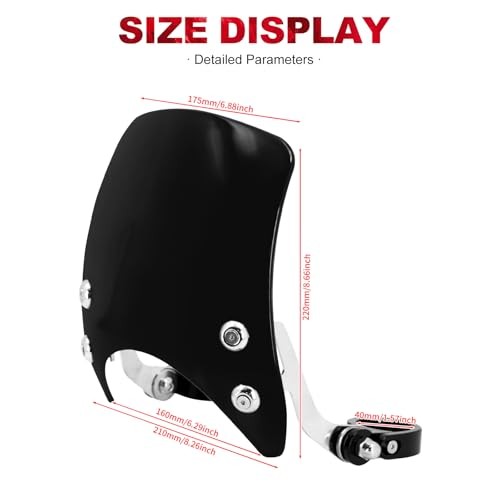Motorcycle Adjustable Windshield Custom Compact Sport Black Windshield