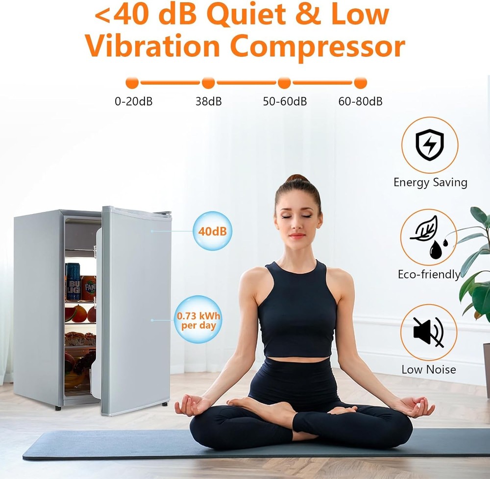 122L Compact Refrigerator W/ Freezer, 7-Level Temp Control & Easy-Clean Interior