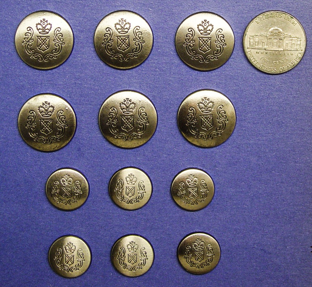 HUNT VALLEY replacement buttons 12 silver tone solid metal fair used condition