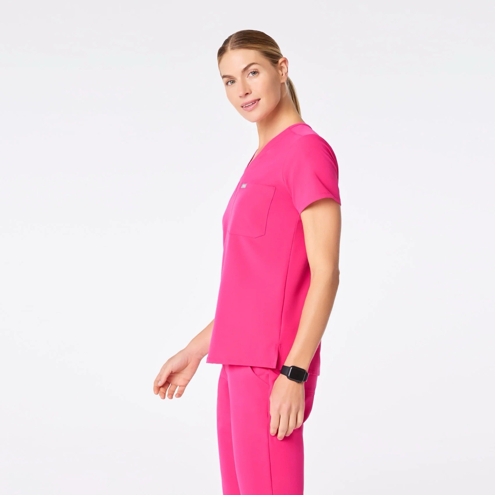 FIGS Catarina Scrub Top Zamora Joggers Set Small Shocking Pink $94 MSRP