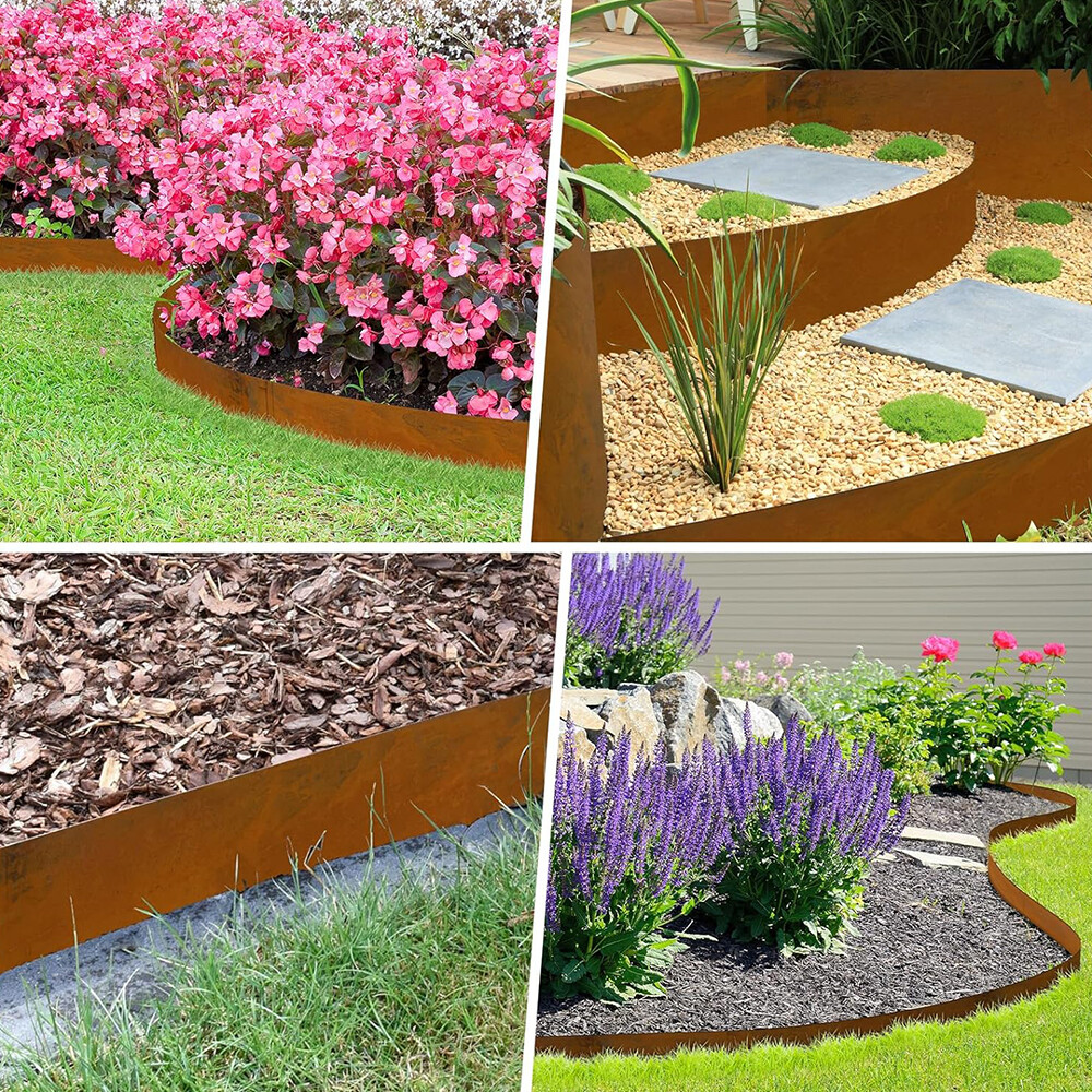 12"Hx40"Lx6 Packs Corten Steel Landscape Edgings Metal Garden Edging Lawn Border