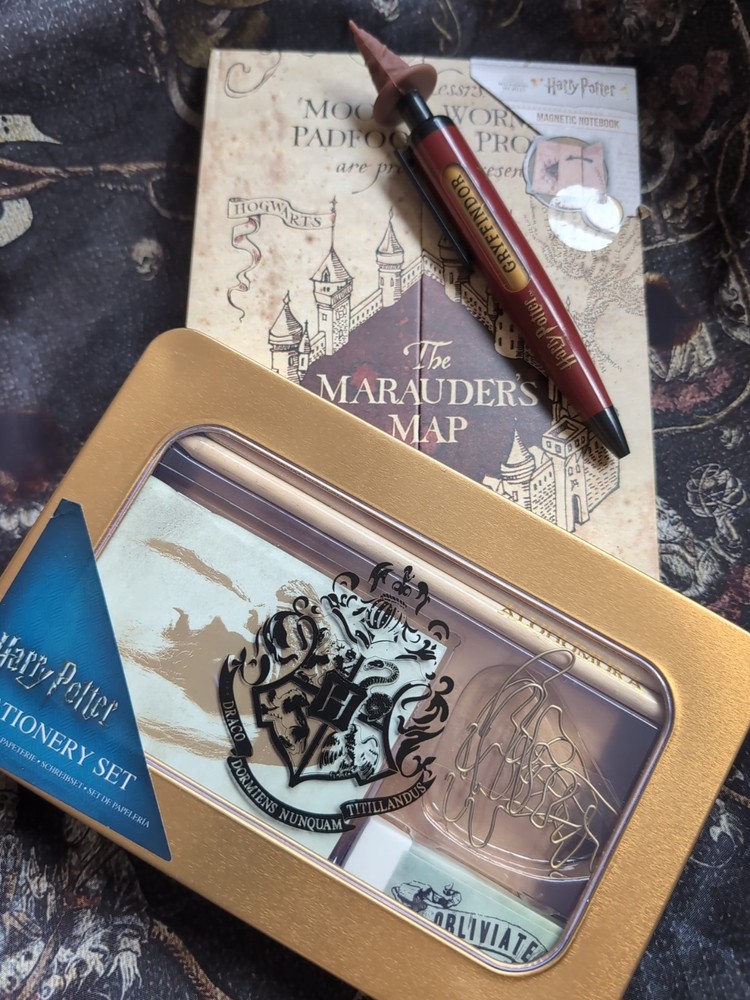 Harry Potter Stationery Bundle: Marauders Map Book, Sorting Hat Pen, Tin Set