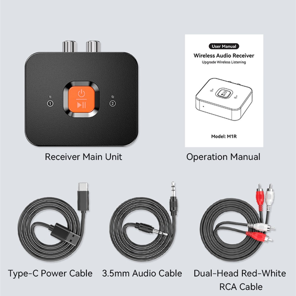 Dual Link Bluetooth 6.0 Audio Receiver Wireless Adapter 3.5mm Jack RCA Output