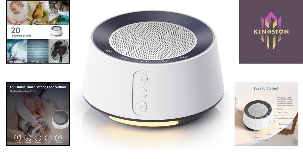 5-Timer White Noise Machine with Night Light - Calm Your Space Effortlessly