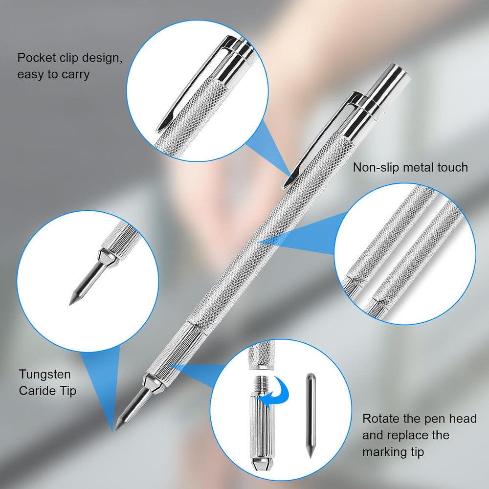 2 Pack Tungsten Carbide Scriber with Magnet, with Extra 20 Replacement Marking