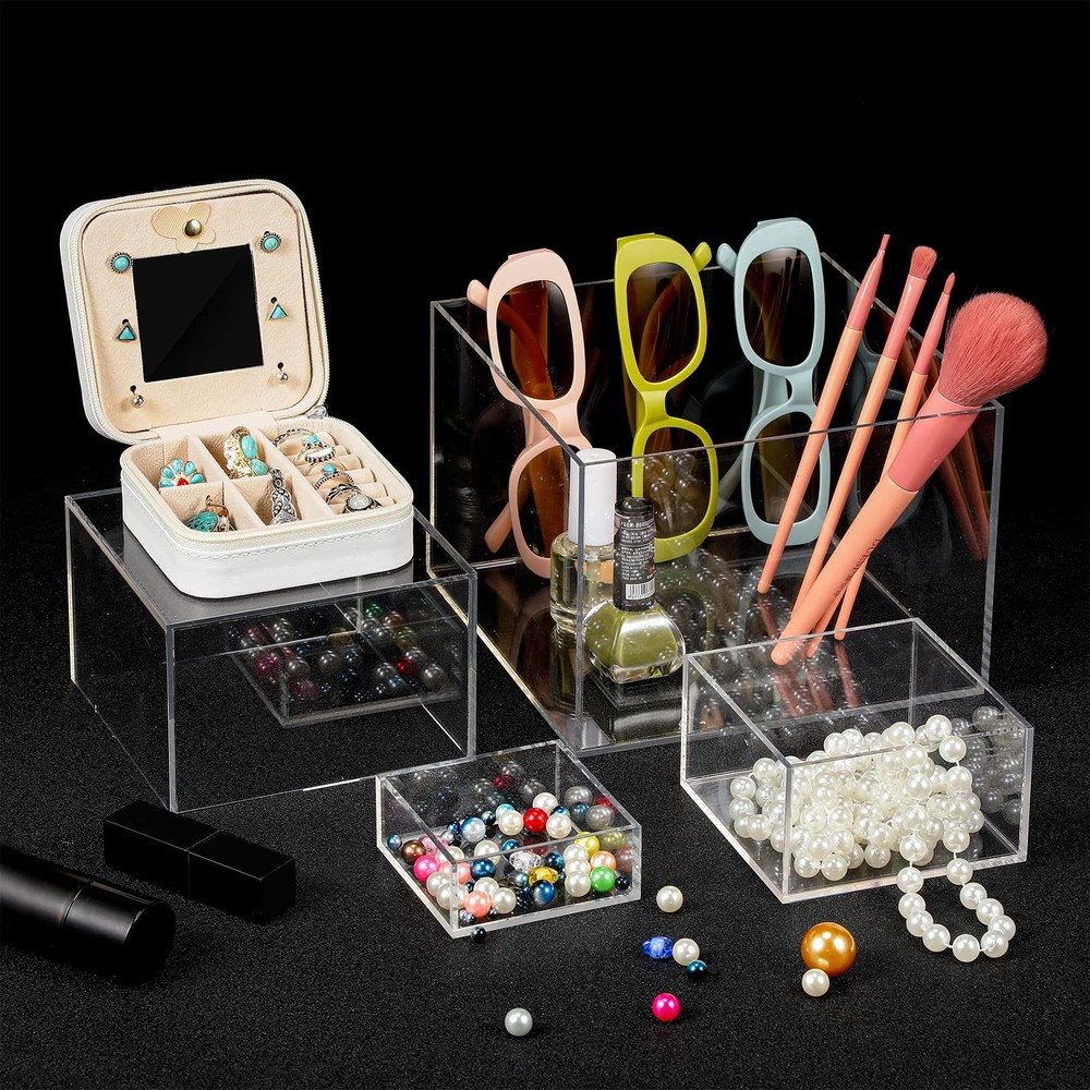 Geelin 6 Pack Acrylic Display Risers Cube Boxes Display Stand