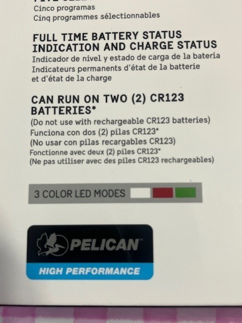 Brand New Pelican 7600 Programmable Rechargeable Multi Colored LED Flashlight