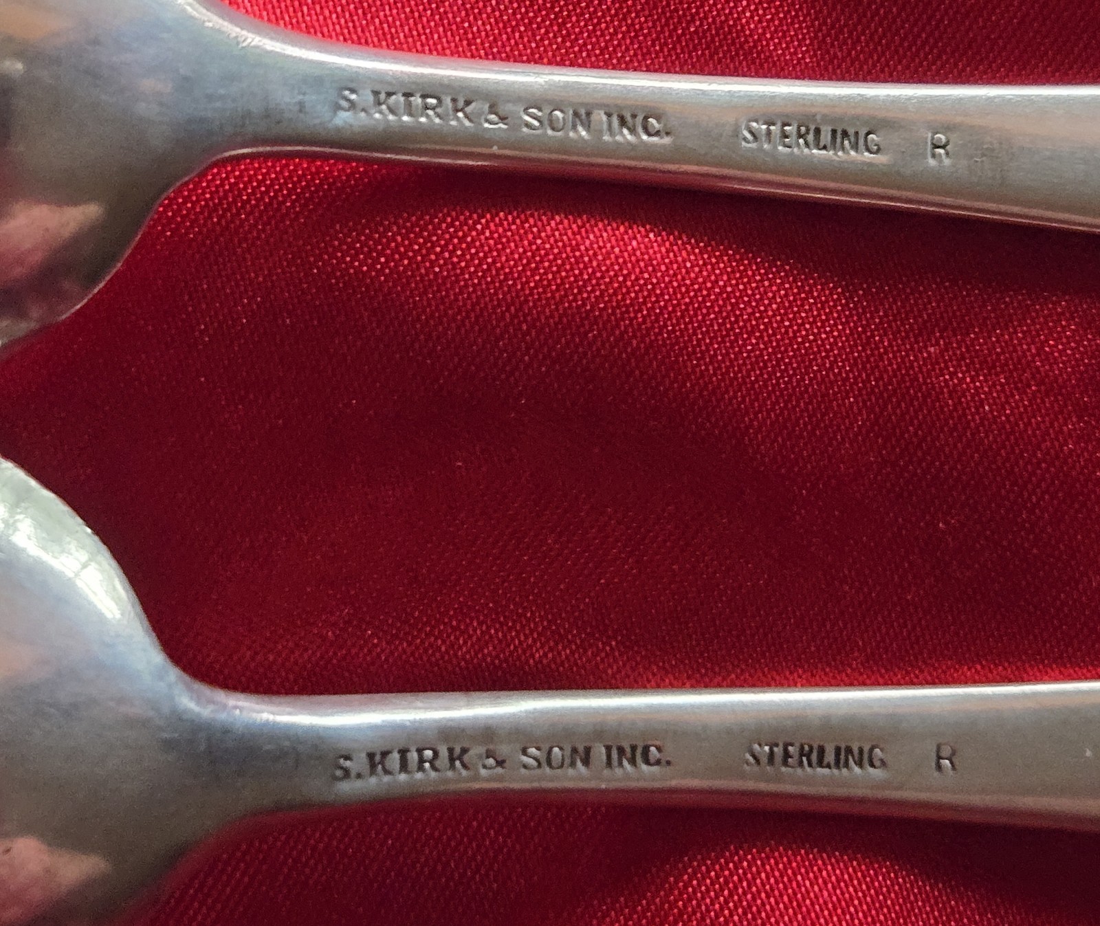 Two Vintage Sterling Silver Spoons Repousse Pattern With Monogram, Kirk Sons