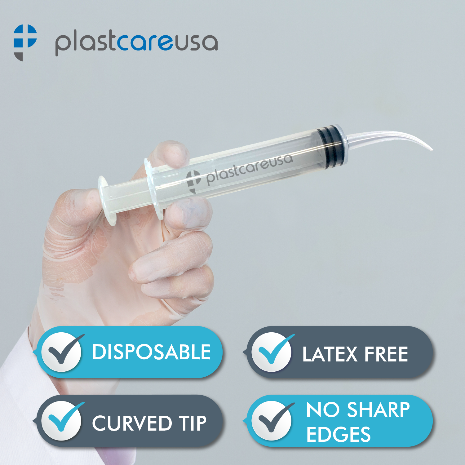 Curved Tip 12cc Oral Irrigation Syringes Disposable Dental Utility (Choose Qty)