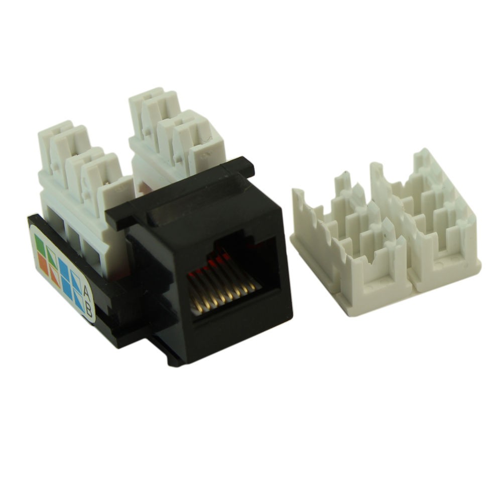 Keystone Jack Insert/Punch-down - Cat 5E RJ45 Networking  Black