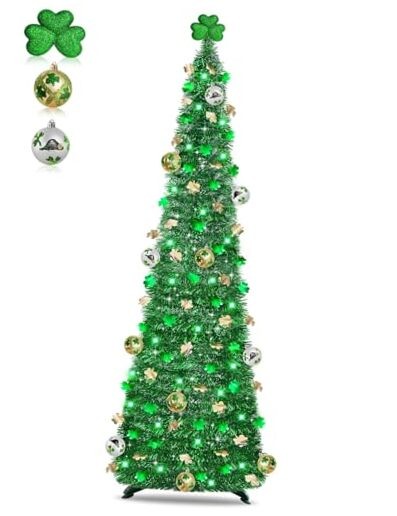Timer & Shamrock - St Patricks Day Decorations, 5Ft Lighted St Patricks Green