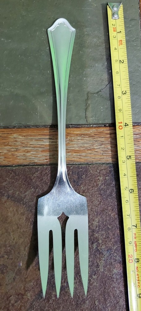 ✅ONEIDA PAR PLATE ANTIQUE c1917 VERNON/ ASHLEY SILVERPLATE MEAT 🥩 SERVING FORK