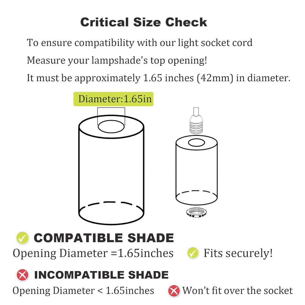 Plug in Pendant Light Cord - 16Ft Hanging Light Kit E26/E27 Light Socket Hanging