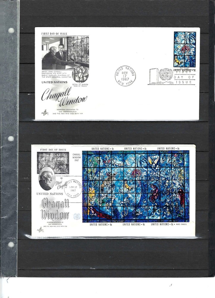 1967 CHAGALL FDC's - Scott# 179/180 - ARTCRAFT Cachet (814A)