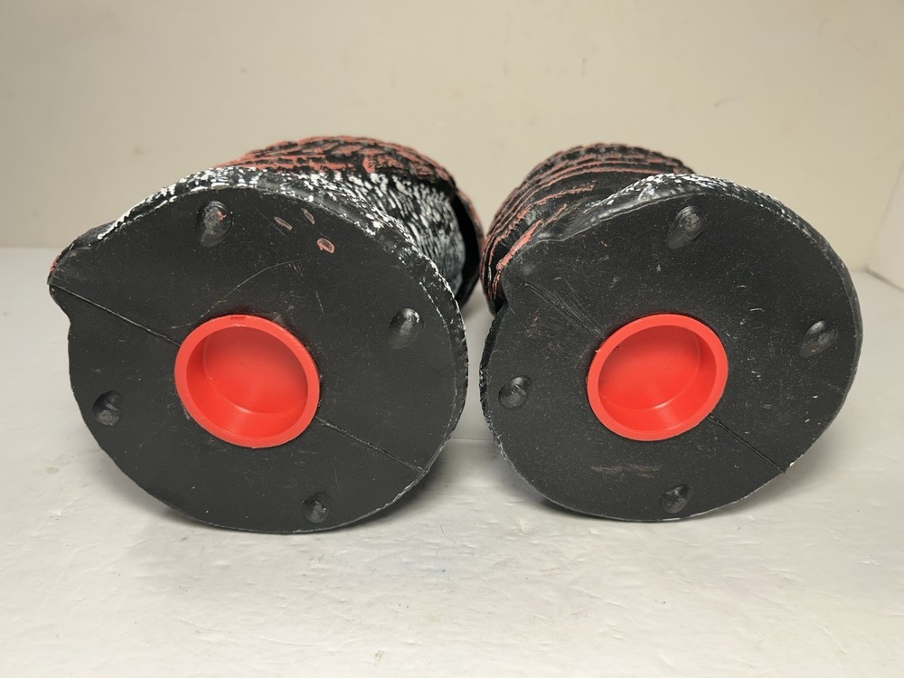 2 Owl Decoys Rotating Head Plastic Bird Deterrents 10.5”