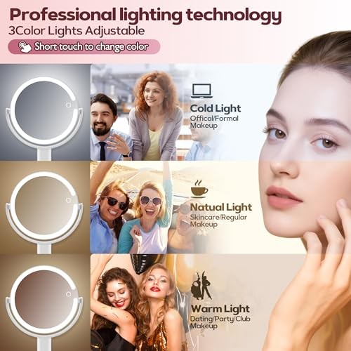Makeup Mirror with Lights, 30X Magnifying & Height Adjustable, Lighted Withe