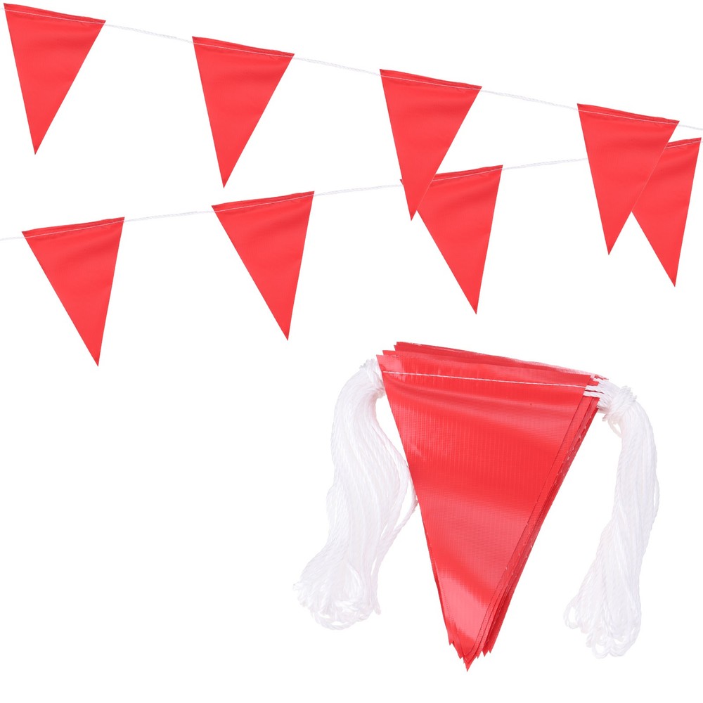 100ft Pennant Banner Flags, Warning Flagging Banner, 45 Flags Red